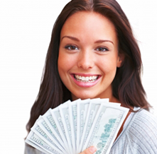 Woman holding cash for gold